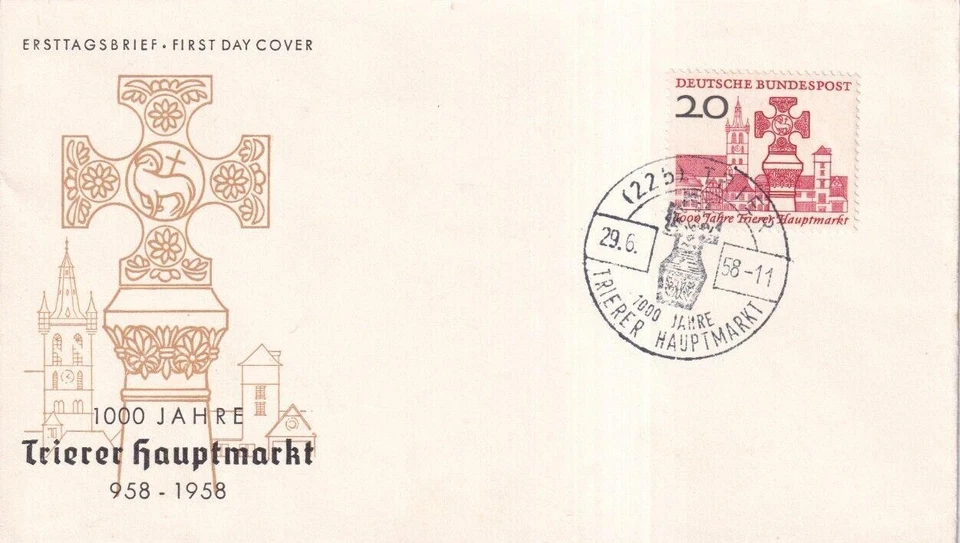 SA34b Germany 1958 1000th Anniv of Central Square FDC. - Image 1 of 1
