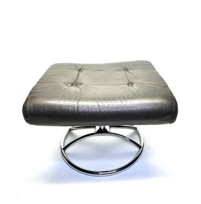 Vintage Ekrones Stressless Ottoman Caramel MCM 1970'S Chrome Eames Era - Image 1 of 4