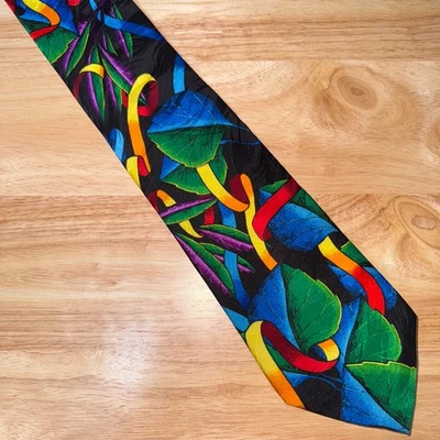 Corbata de cuello vintage Rush Limbaugh para hombre colorida floral 58"x3,75" años 90 sin límites Foto 1 de 4