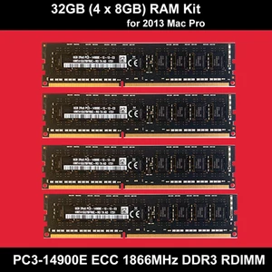 Apple Original 32GB 4x8GB 1866MHz PC3-14900E UDIMM DDR3 ECC Memory Modules - Picture 1 of 1