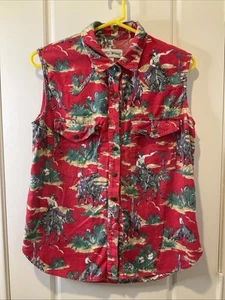 Vintage Paris Blues Women Size L Western Sleeveless Button Down Top Blouse Shirt - Picture 1 of 8