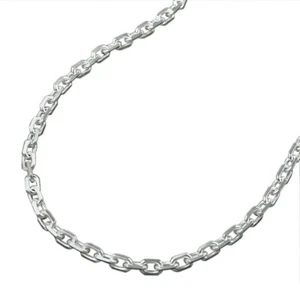 Collana Anker In Argento 925, Diamantata, 60Cm, Catena In Argento - Picture 1 of 2