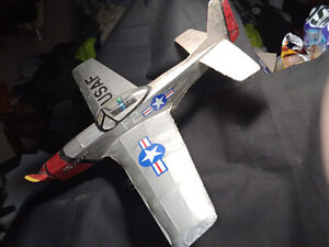 p51 mustang ww2 fighter plane balsa wood hand built flying model 17 inch wing