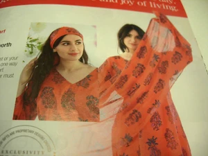 SCIARPA SCIARPA COTONE DONNA FRAGONARD FRANCE profumo corallo india blu arancione 20x69 - Foto 1 di 3