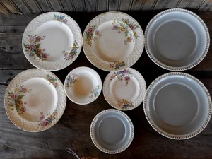 Farmhouse Shabby Chipped for Wall hanging SET OF 8 Misc DISH PLATE DECOR flowers - Bild 1 von 12