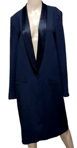 Alice + Olivia langer schwarzer Smoking Revers Kleid Jacke Mantel US 6 8 / Medium - Bild 1 von 7