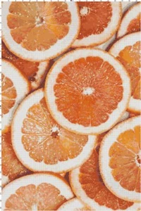 Tabella punti ago modello punto croce contati agrumi frutta fette arancia - Foto 1 di 1