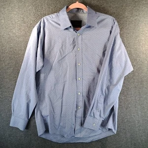 Camicia elegante Jos A Bank Reserve abbottonata uomo M misto seta manica lunga blu - Foto 1 di 8