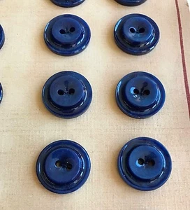 Vintage Buttons - 24 Midnight Blue 2-hole Raised Center Casein 5/8" Buttons - Picture 1 of 6