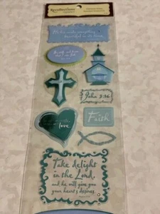 RECOLLECTIONS 3D STICKERS RELIGIOUS FAITH LOVE CHURCH GOD STICKERS NEW 10 PCS - Picture 1 of 5