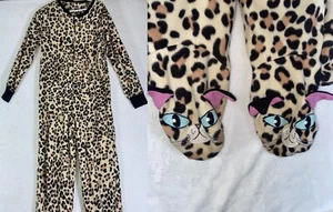 French Jenny Pajamas Size S One Piece Zippered Footed LEOPARD Print - Picture 1 of 10