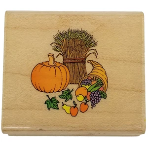 Estampilla de goma vintage Hero Arts 1990 cosecha de acción de gracias calabaza otoño E-331 - Imagen 1 de 8
