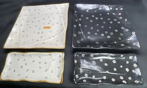Baum Bros Style Eyes Retro Plate Collection 2pc Dinner & 2pc Sushi Plates IN6150 - Picture 1 of 12