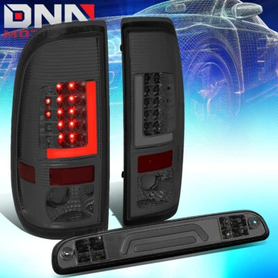 FIT 08-16 FORD SUPER DUTY LED L-BAR TAIL LIGHT+3D THIRD BRAKE/CARGO LAMP TINTED - Image 1 of 4