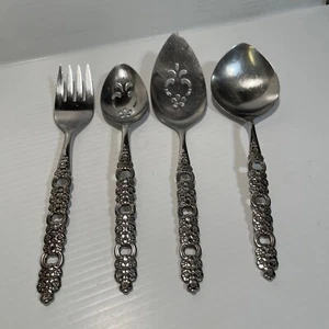 Oneida Community Flatware Viola Voila Serving Pieces Spoon Fork Set Of 4 - Picture 1 of 5