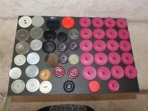 Vintage plastic mixed coat button lot some matching magenta Large over 1.25" #60 - Picture 1 of 22