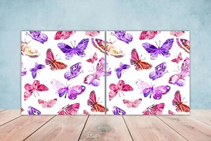 Azulejos de pared de cerámica mariposa - Juego de 2 salpicaderos de pared de baño de cocina - Imagen 1 de 6