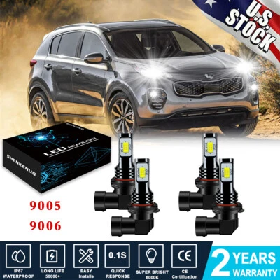 For KIA SPORTAGE 2017-2020 Combo LED Headlight + Fog Lights 4x Lamp Bulbs 6000K - Image 1 of 4