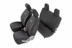 Rough Country Neoprene Seat Cover Set For Jeep Wrangler JK 2 Door | Black 07-10 - Picture 1 of 5