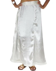 Women Saree Petticoat Satin Silk Ready made Solid Pattern Underskirt For Girls - Picture 1 of 45