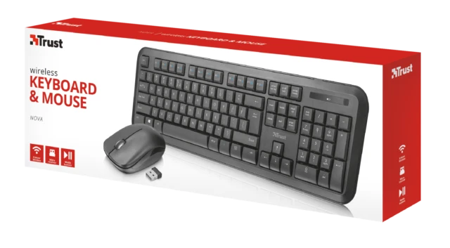Trust 22844 Tastiera e Mouse Wireless - Nere