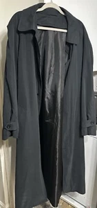 Joseph Abboud Long Belted Black Trench Coat With Detachable Wool Lining 40L - Picture 1 of 4