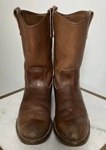 VTG Red Wing PECOS Mens 10 A NARROW Brown Leather Nailseat Work Western Boots - Picture 1 of 15