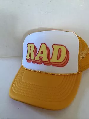 Vintage RAD Hat Funny Rad 1980s Trucker Hat Adjustable snapback Gold Party Hat - Image 1 of 2