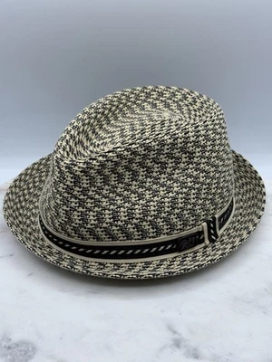 Sombrero Fedora Bailey of Hollywood Raza Mediano Para Hombre Negro Gris Cinta Paja Mimbre Foto 1 de 4