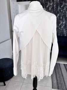 ALLSAINTS .. Chalk White 'Iris' Long Sleeve Lace Back Shirt/Blouse M - Picture 1 of 10