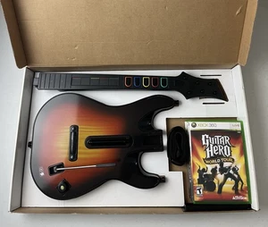 Xbox 360 Guitar Hero World Tour Bundle 3 Games GH5 Classic Rock Band w/ Box Lot - Picture 1 of 24
