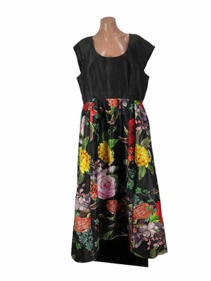 Eshakti Black Floral Ball Gown Short Sleeve fit & flare Evening Formal dress 2X - Image 1 of 4