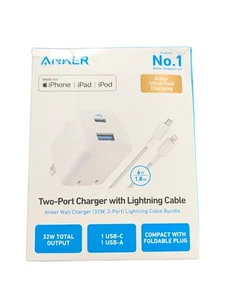 E6U Anker Wall Charger (32W, 2-Port), White ***Missing Charge Cable - Block Only - Picture 1 of 4