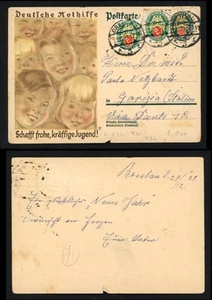 1929 German Postcard To US 8Pf Uprated 10 Pf Deutsche Nothilfe Charity - Picture 1 of 3
