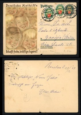 1929 German Postcard To US 8Pf Uprated 10 Pf Deutsche Nothilfe Charity - Image 1 of 3