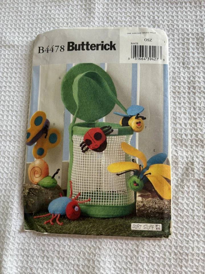 Butterick B4478 Childs' Bug Basket & Finger Puppets NEW UNCUT FACTORY-FOLDED  - Image 1 of 3
