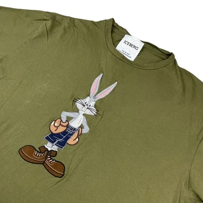 Iceberg 50 Bugs Bunny Boxer Hombre 100% Algodón Camiseta Verde • Italia • 2XL Foto 1 de 4