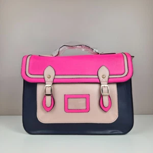 LYDC London Satchel Bag- Hot Pink, Beige & Black, School, College, Travel & Gift - Picture 1 of 8