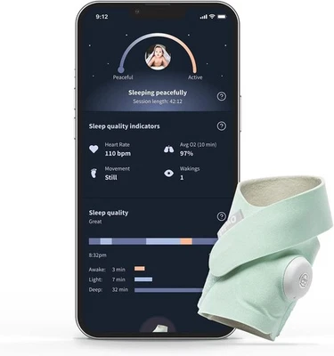 Owlet Dream Sock FDA-Cleared Smart Baby Monitor Mint Green | Excellent - Image 1 of 4