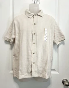 Men's Ribbed Short Sleeve Button-Down Shirt Small - Goodfellow & Co - Picture 1 of 6