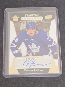 2023-24 UD Ovation Matthew Knies Gold Standing Ovation Rookie Auto 31/50 Toronto - Picture 1 of 2