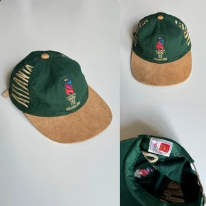 90s vintage Atlanta USA Olympics 1996 McDonalds green suede baseball hat cap 2 - Picture 1 of 5