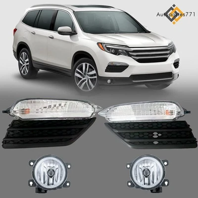 6PCS Fog Lights W/Cover Bezel + Turn Signal Lamps For Honda Pilot 2016-2018 Foto 1 de 4
