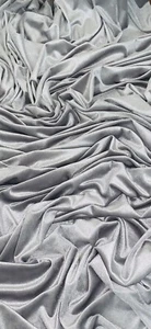 Silver Velvet Velour Fabric 58'' PRICE PER METER - Picture 1 of 2