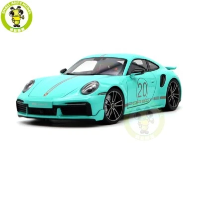 1/18 Minichamps Porsche 911 992 Turbo S 20th Anniversary Green Diecast Model Car - Image 1 of 4