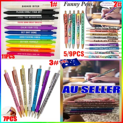 5/7/9/11X Funny Pens Swear Word Pen Set Black Ink Writing Pen Funny Office DiaNW - image 1 of 4