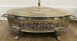 Vintage Italienischer Silber Teller Servierteller Halter mit Griff und Deckel - Bild 1 von 5