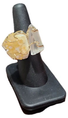 Anillo Drusy Citrino y Cristal Latón - Talla 6 Foto 1 de 4