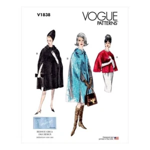 Vogue Sewing Pattern 1838, Retro 1963 Cape in 3 Lengths, Sizes S - XXL, New - Picture 1 of 2