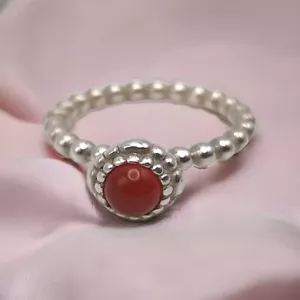 Anello Pandora RITIRATO Argento Sterling e Corniola Luglio Compleanno Fioriture Misura 50 - Foto 1 di 3